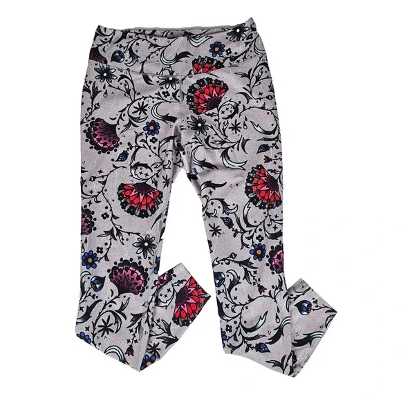 Nike Women’s L (29x28) Dri Fit Grey Multicolor Floral Small Pocket Legging Pants - Picture 2 of 10